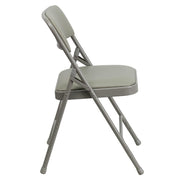 Hercules Metal Folding Chair by Flash Furniture – Set of 1, Steel, Foam, Vinyl, Gray Vinyl/Gray Frame, Model HA-MC309AV-GY-GG