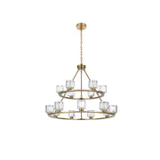 Cadence 15 Light Chandelier Satin Gold by Lighting Design – Iron, Satin Gold, Model 5100L236SG