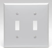 Leviton 2-Gang Toggle Switch Wallplate, Standard Size, Thermoplastic Nylon, 80709-GY, Gray