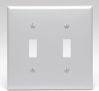 Leviton 2-Gang Toggle Switch Wallplate, Standard Size, Thermoplastic Nylon, 80709-GY, Gray