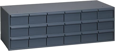 Durham 005-95 Gray Cold Rolled Steel Storage Cabinet, 33-3/4" Width x 10-7/8" Height x 11-5/8" Depth, 18 Drawer