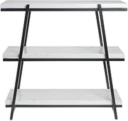 HUBERT Cerve Collection Black 3-Tier Angled Display with Marble Shelves - 20 7/8" L x 7 27/64" W x 20 21/32" H