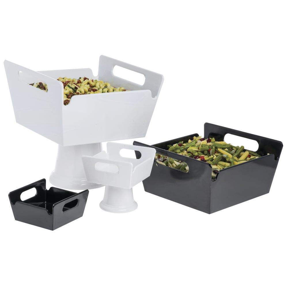 Serving Bowl with Handles Square Black Melamine - 4" L x 4" W x 2 3/10" H by HUBERT – 4.0 liters, Melamine, Black, Model H0220-BLACK