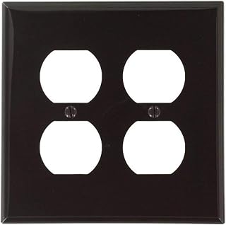Leviton 2-Gang 2-Duplex, Receptacle Wallplate, Standard Size, Thermoplastic Nylon, Device Mount, 80716, Brown