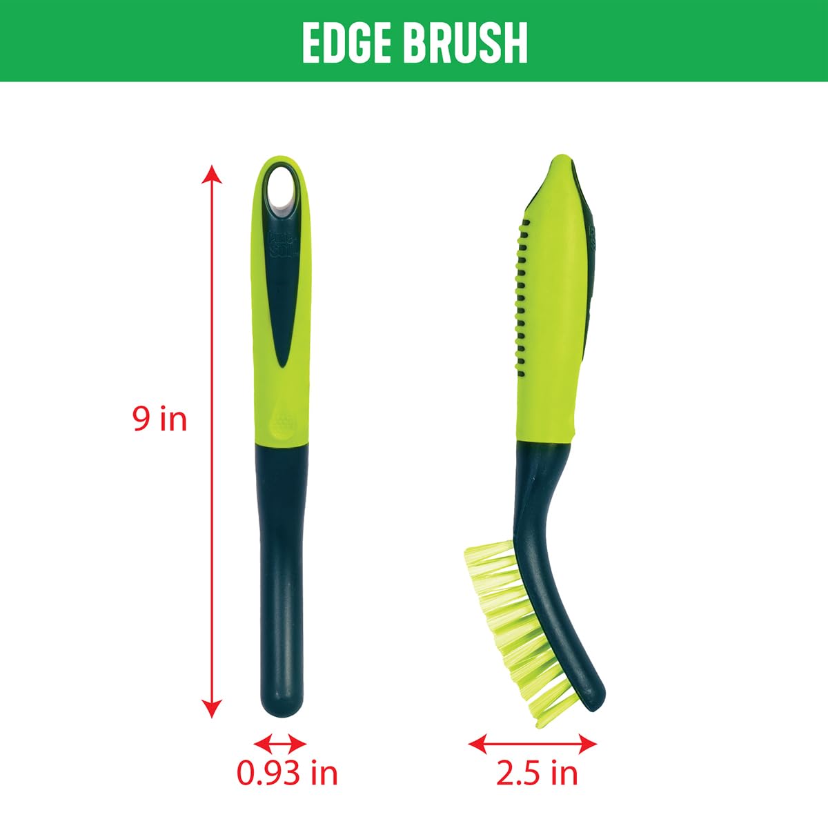 Scrub Brush Set - Long Handle Cleaning Brushes with Heavy Duty Bristles and Comfort Grip - Scrubbers for Kitchen by Pine-Sol – 5 Piece Set, Nylon, Green, Model Pine-Sol