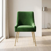 Velvet-Upholstered Side Chair with Gold Stainless Steel Legs by Starlight Canyon Home – Velvet, Green