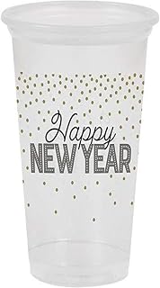 Creative Converting New Year Dots Plastic Cups, 16 oz. | Clear | 8 Pcs.
