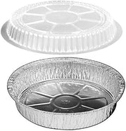 Handi-Foil 9" Round Take-Out Pan w/Clear Dome Lid 50/Pk Aluminum Containers (Pack of 50)