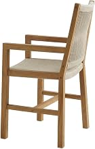 Brown Outdoor Patio Teak and Rope Dining Armchairs Set of 2, Durable Wood and Rope Material, Casual Comfortable Design