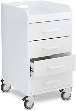 51032 Compact 4 Drawer Locking Cart, White Polyethylene