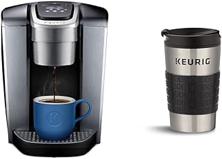 Keurig K-Elite Single-Serve K-Cup Pod Coffee Maker, Brushed Silver & Travel Mug Fits K-Cup Pod Coffee Maker, 1 Count (Pack of 1), Stainless Steel