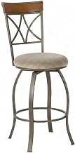 Furnifact Fabric-Upholstered Swivel Bar Stool with Diamond-Tufted Seat, Counter Height Barstools for Kitchen Island or Counter Stools, Cherry