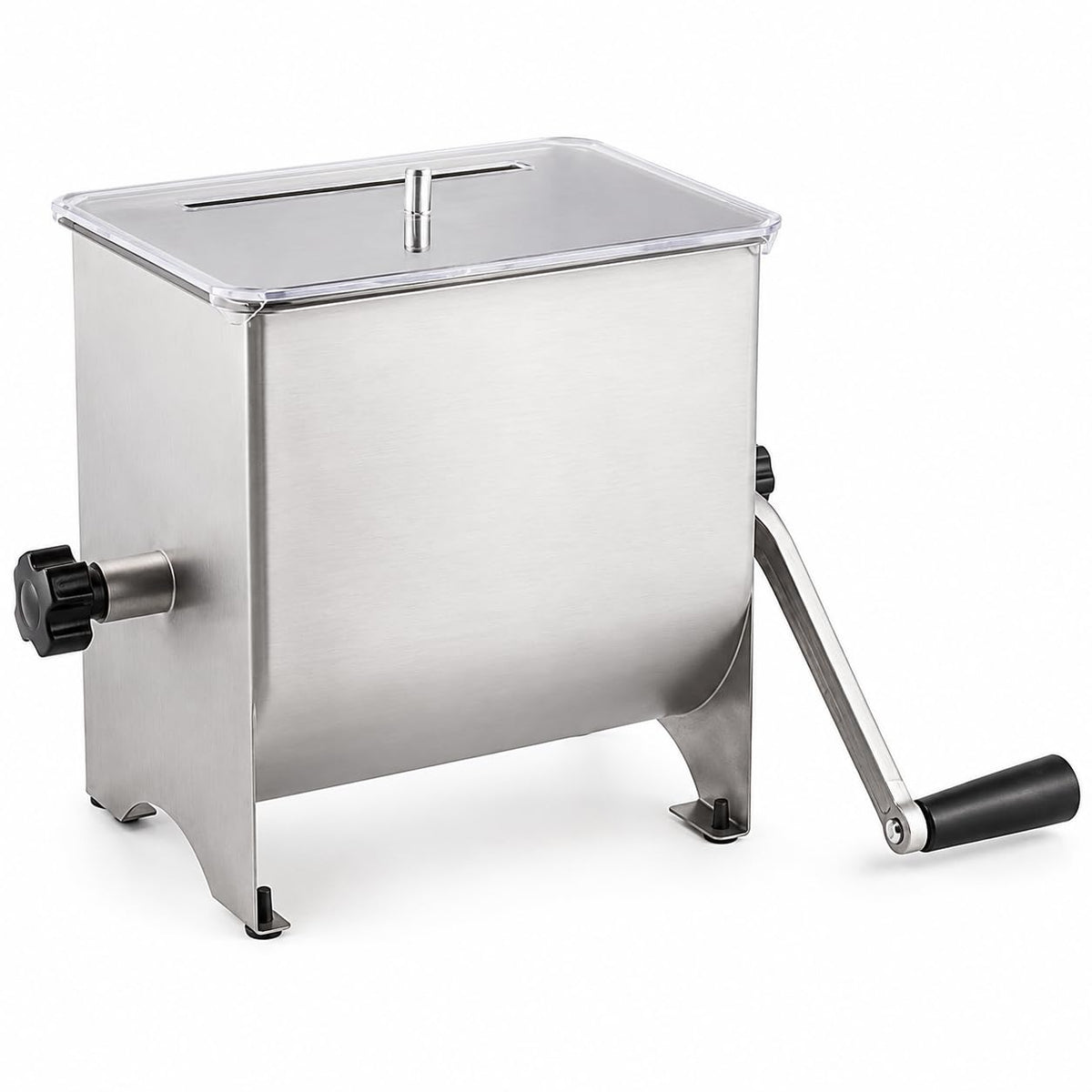 Glownary 20 lb Manual Meat Mixer – Stainless Steel, 11x8x11 Inches, Removable Paddles, Clear Plexiglass Top, Countertop Style, Rectangle Shape