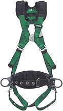 MSA 10197366 V-Form Construction Harness, Super Extra Large, Back & Hip D-Ring, Tongue Buckle Leg Straps, Shoulder Padding