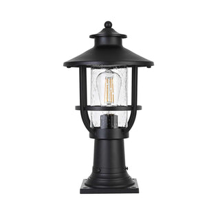 Janney One Light Outdoor Post Mount Black by Lighting Design – 12", Iron, Black, Model OD314P17BK