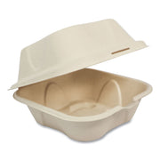 World Centric TO-SC-U15B 100% Compostable Unbleached Plant Fiber Burger Box Take Out Containers, 6" x 6" x 3" (Pack of 500)