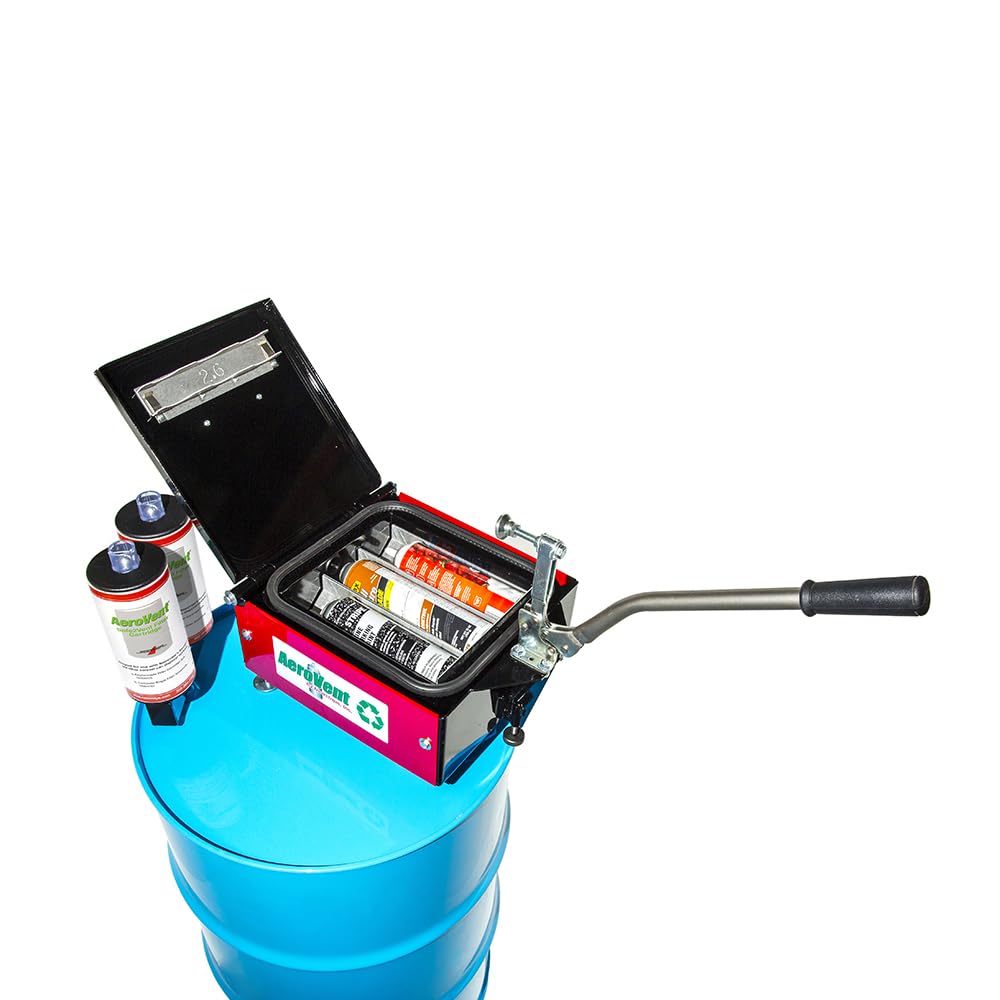 3 Can Aerosol Can Disposal System by Aerovent – All Welded Steel With Aluminum Chamber, Green, Model 10004721