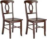Furnifact Solid Wood Dining Chair Set with Keyhole Back, Wooden Kitchen Chairs for Dining Room Table Transitional Style, Walnut