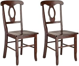 Furnifact Solid Wood Dining Chair Set with Keyhole Back, Wooden Kitchen Chairs for Dining Room Table Transitional Style, Walnut