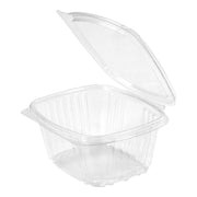 Genpak AD16 | 16oz Clear PET Hinged Deli Container | Recyclable, Made with up to 30% Post-Consumer Content, BPA Free, Made in