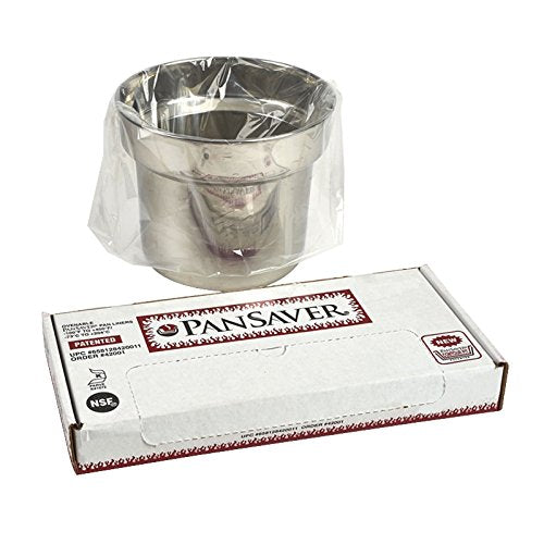 Disposable Pan Liners Fits 6 Qt. or 7 Qt. Steam Table Round Insets by PanSaver – Large, 7.0 quarts, Nylon Resin, Clear, Model 42011