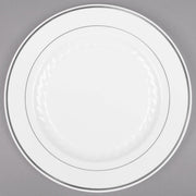 WNA Inc WNAMP75WSLVR Masterpiece Plastic Dinnerware – Plate, White/silver, 7 1/2, 15/pk, 10 Pk/ct