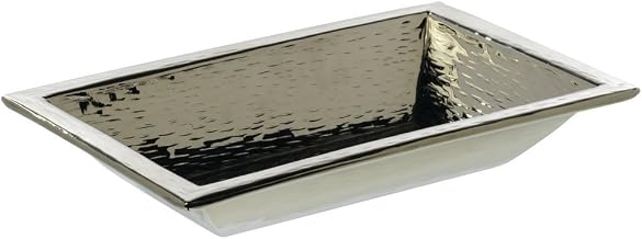 HUBERT Serving Platter Stainless Steel with Hammered Finish - 11 1/2" L x 7 1/2" W x 2" H