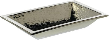 HUBERT Serving Platter Stainless Steel with Hammered Finish - 11 1/2" L x 7 1/2" W x 2" H