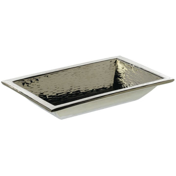 Serving Platter Stainless Steel with Hammered Finish - 11 1/2" L x 7 1/2" W x 2" H by HUBERT – Large, Stainless Steel, Silver, Model 191538028007
