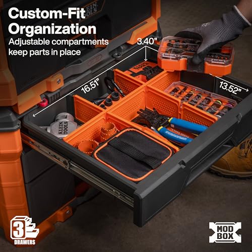 KLEIN TOOLS Three Drawer Rolling Toolbox / Orange / 1 Tool Boxes