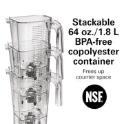 Hamilton Beach Commercial 64 Ounce / 2 Liter / HBH755R / Black/Clear Countertop Blenders