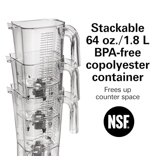 Hamilton Beach Commercial 64 Ounce / 2 Liter / HBH755R / Black/Clear Countertop Blenders