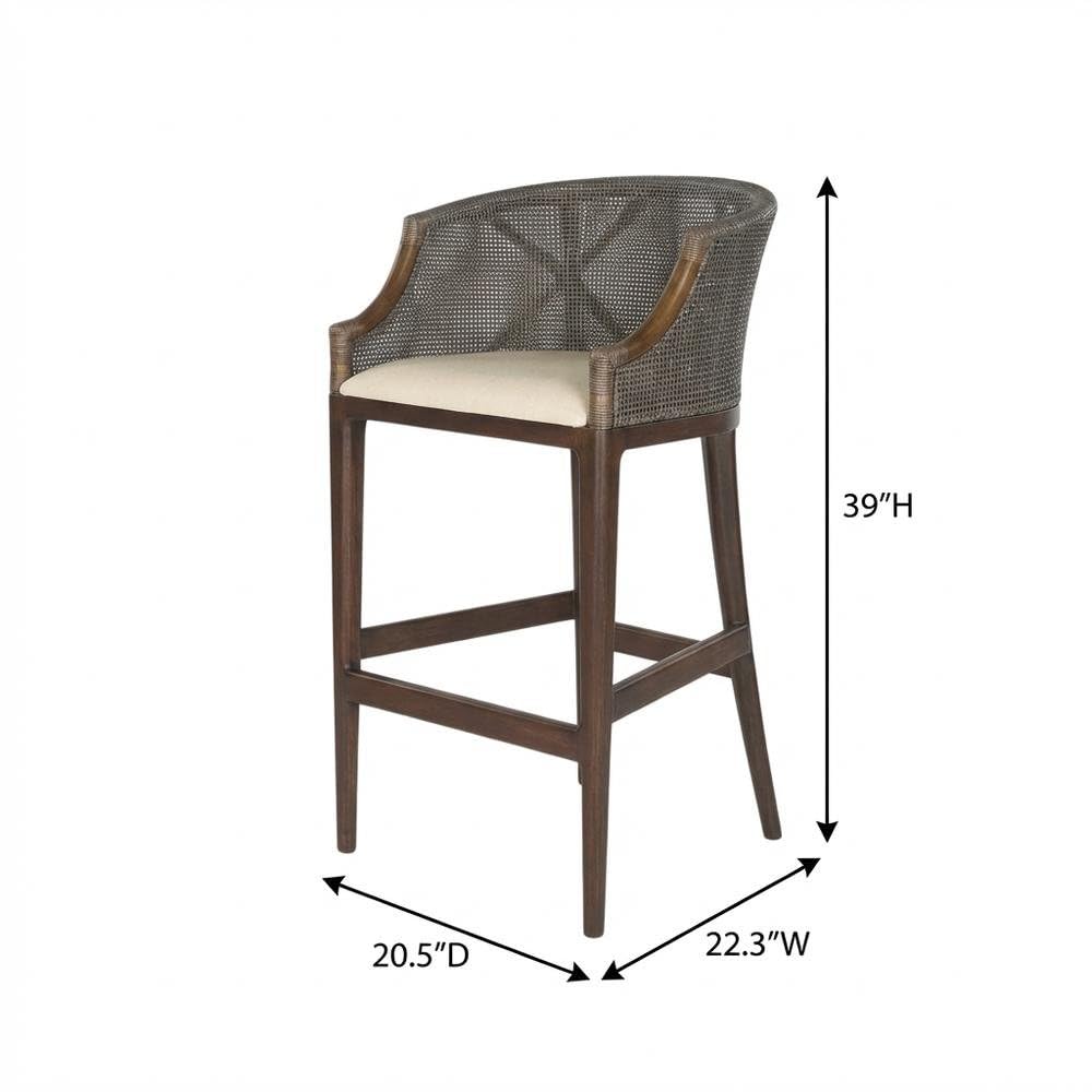 White Artisan Bar Stool with Foam Cushion by Starlight Canyon Home – Wood, Brown