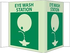 National Marker VS7W Visi Eye Wash Station Sign, Acrylic, 5 3/4" x 8 3/4", .125", White