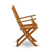 Beasley Folding Patio Dining Chairs With Arm Rest - Acacia Wood by East West Furniture – Set of 2, Wood, Natural Oil, Pack of 2, Model BBSCANA