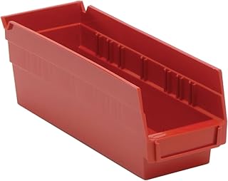 QUANTUM STORAGE SYSTEMS K-QSB101RD-10 10-Pack Plastic Shelf Bin Storage Containers, 11-5/8" x 4-1/8" x 4", Red