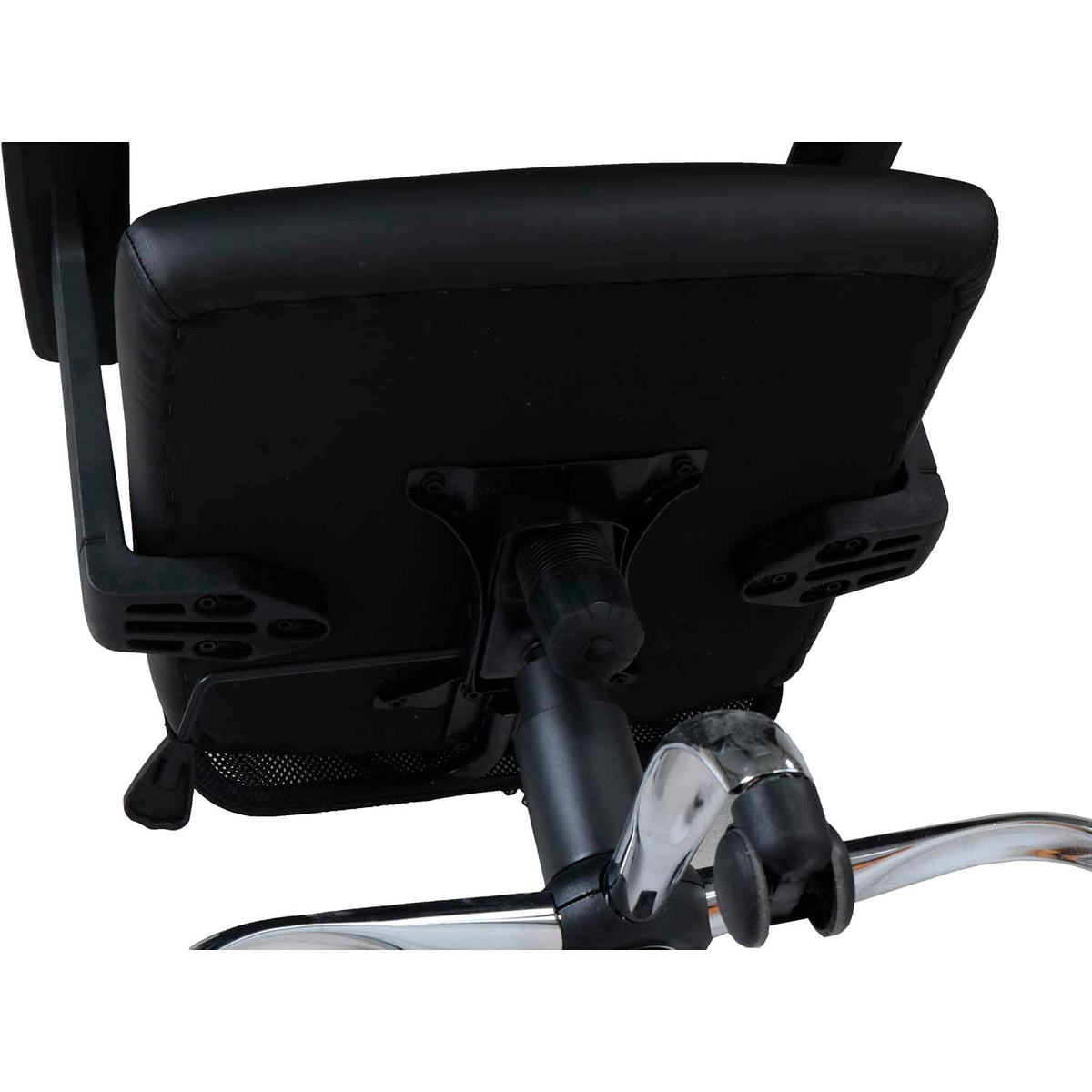 Mesh Back Leather Task Chair with Mid Back & Fixed Arms by Global Industrial – Faux Leather, Black, Model 80156M