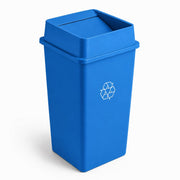 Square Recycling Bin with Drop Shot Lid by Glownary – 50 Gallon, 50.0 gallons, Resin, Blue, Model 50gblue-ds