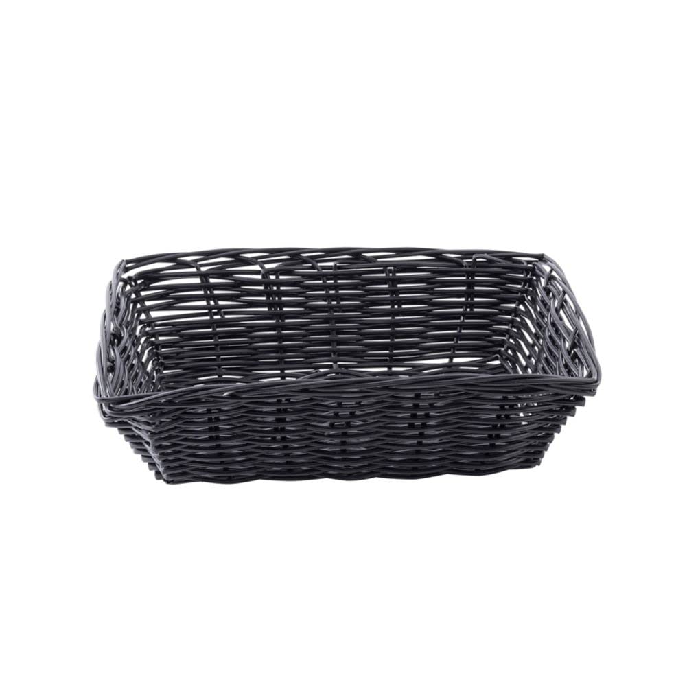 Black 9" x 6" Rectangular Woven Plastic Basket - Dozen by Tablecraft – 9" x 6", Polypropylene, Black, Pack of 12, Model 2472