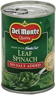 Del Monte No Salt Added Leaf Spinach 13.5oz Can (Pack of 12)