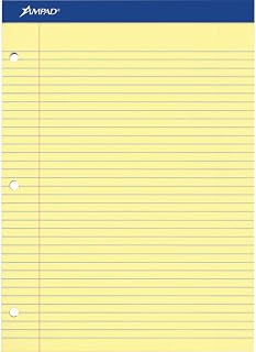 Ampad Evidence Pad, Dual College Ruled, Size 8.5 x 11.75 Inches, Canary Paper, 100 Sheets Per Pad (20-223)