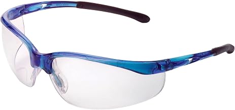 Half Frame Safety Glasses by Global Industrial – 6.9"L x 5.6"W x 1.8"H, Clear Lens/Blue Frame, Model VS-1061CLAF