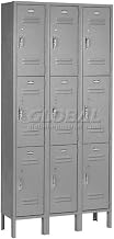 Global Industrial 3 Tier Locker, 12 X 15 X 24, 9 Door, Ready to Assemble, Gray