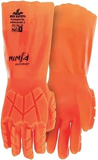MCR Safety N2658HVOL Ninja Work Gloves, Large, Orange, 1-Pair