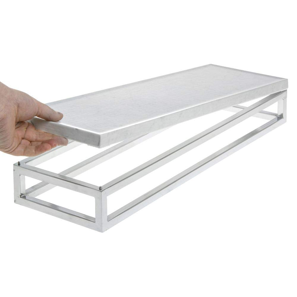 Cerve Collection Chrome Display Riser with Marble Top - 3 1/5"H by HUBERT – Metal, Grey, Model 53034+34778