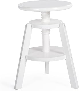 Guidecraft Adjustable Drafting Wooden Stool-White: Drafting Chair for Kids, 16”-18” Inch Toddler Stool for Kids' Art Studio Furniture | Adjustable Height Chair for Drawing, Painting, and Crafting