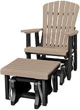 Weatherwood Fan Back Glider and Ottoman Set, 2-Piece, All-Weather HDPE, Stainless Steel Hardware, Stable