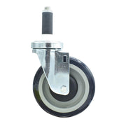 BK Resources 5" Polyurethane 1" Expanding Stem Swivel Caster for Work Tables – 5", Silver, Model 5SBR-1RA-PLY