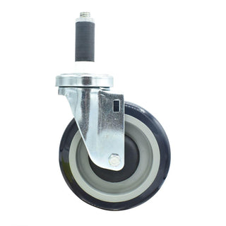 BK Resources 5" Polyurethane 1" Expanding Stem Swivel Caster for Work Tables – 5", Silver, Model 5SBR-1RA-PLY