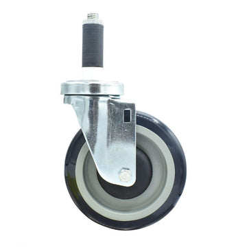 BK Resources 5" Polyurethane 1" Expanding Stem Swivel Caster for Work Tables – 5", Silver, Model 5SBR-1RA-PLY